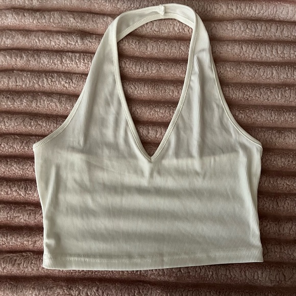 White Ribbed Halter Top - Picture 1 of 3